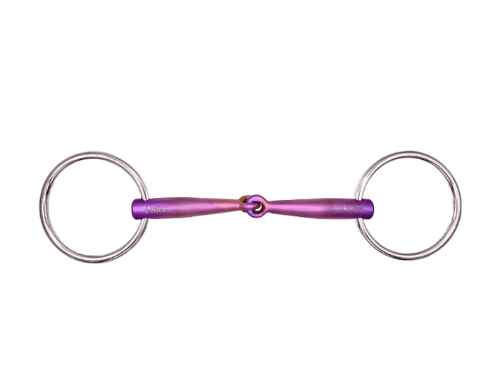 Aster Confidence Pink Titanium single jointed lock up snaffle loose ring
